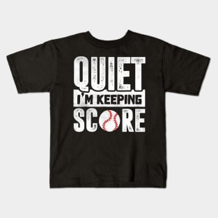 Quiet Im Keeping Score Scorekeeper Tee Funny Softball Kids T-Shirt